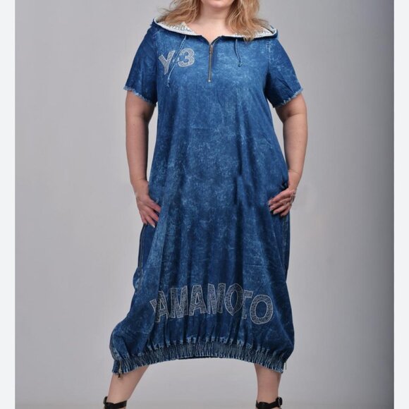 NWT M’ De Pompadour Oversized Denim Dress. Artistry Details Size 18 - Picture 1 of 16